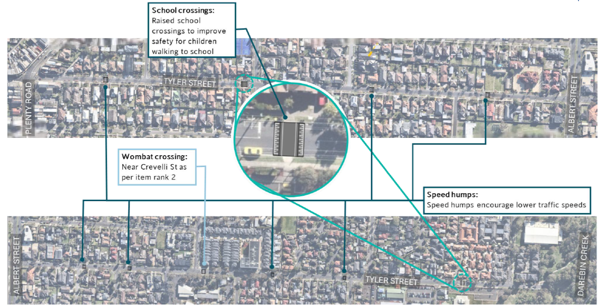 Tyler Street from Plenty Road to Darebin Creek