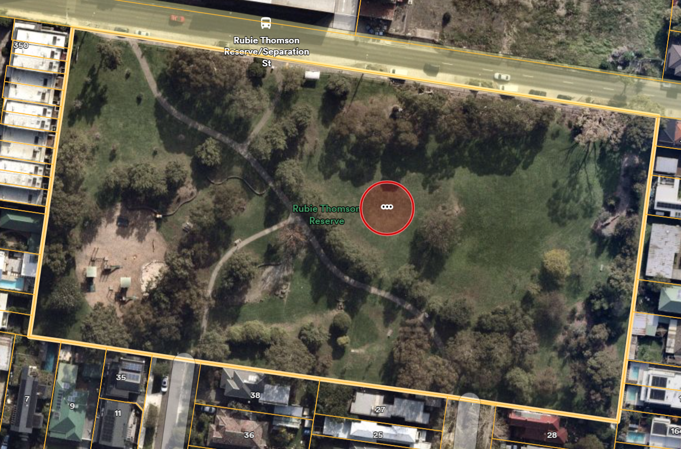 The image resents potential location for the basketball half court marked with a red circle.